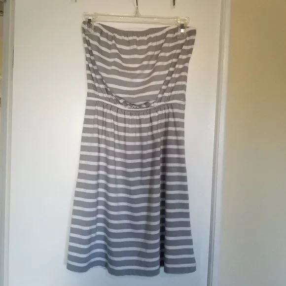 Old Navy Gray and White Stripe Strapless Dress (size s/p/p) - Picture 2 of 7